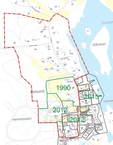 Arealmässigt är ca 17,5 ha detaljplanerat sedan tidigare och ca 27,5 ha är nyplanering.