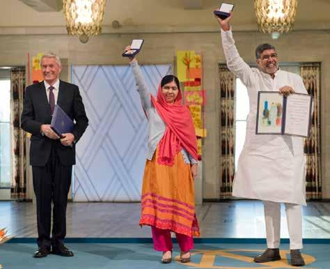 Copyright The Nobel Foundation 2014 Foto: Ken Opprann Yngst att få Nobels Fredspris I november 2014 belönades Malala för sitt arbete med Nobels Fredspris.