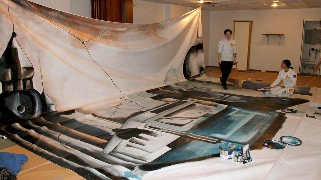 testa måleriyrket genom att renovera lokaler och måla konst på gråa ytor. 3.