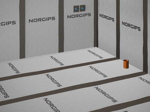 När golvet är färdiglagt låt limmet härda i ca 2 timmar innan du går på det. Genomdragningar i duken monteras med Norgips Rörmanschett och Norgips 2-K Folielim.