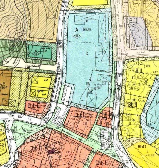 Detaljplan Större delen av planområdet omfattas av en detaljplan från 1980 (Dp 396) som anger allmänt ändamål för fastigheten Skolan 2.