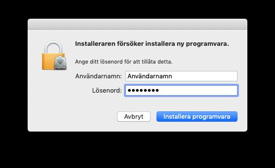 6. Klicka på Installera. Godkänn installationen med administratörsuppgifter om det behövs 7.