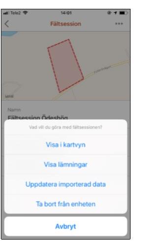 4. 2 Egna raster- och vektorlager De rasterdata och vektorlager du importerat till Fältsessionen via Fältimport slås på och av på samma sätt som bakgrundskartor och vektorlager via kartlagerväljaren.