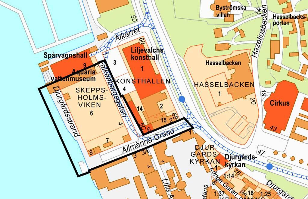 2 (16) S-Dp 1999-05636-54 medger även ett högt torn på upp till 90 meter över nollplanet i form av en åkattraktion. Inom nöjesfältets föreslagna område medges bryggor längs vattnet.