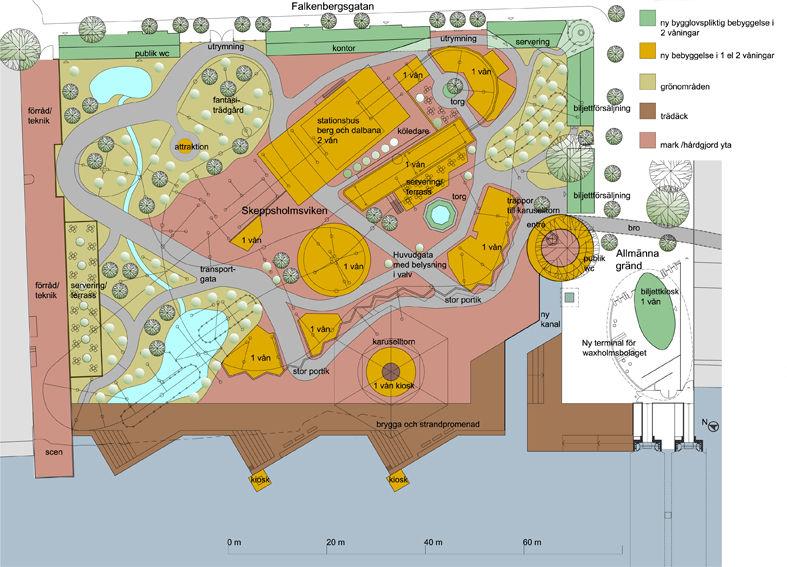 8 (16) S-Dp 1999-05636-54 Illustrationsplan över planområdet (Ljung Arkitekter AB) Planen möjliggör attraktioner, till exempel en berg- och dalbana.