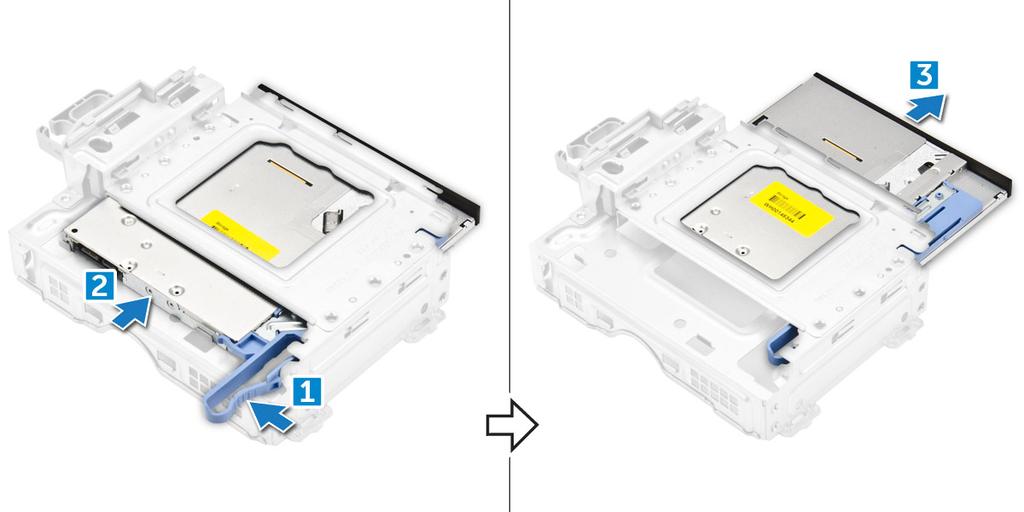 Installera den optiska enheten 1 Skjut in den optiska enheten i modulen för den optiska enheten.