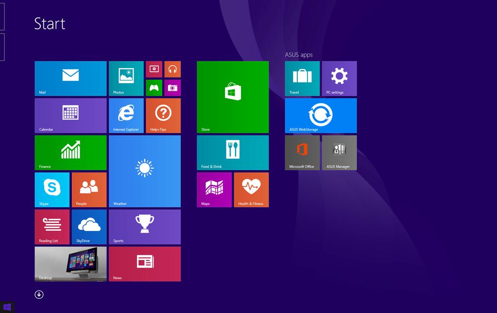 Startknapp Windows 8.1 har en startknapp som ger dig möjlighet att växla mellan de två senaste apparna som du öppnat.
