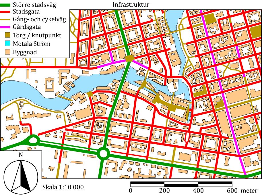 industribyggnaderna. Ytor som idag ofta nyttjas som parkeringsplatser. En annan faktor som förstås bryter rutnätsmönstret är Strömmens färd genom staden. 9.