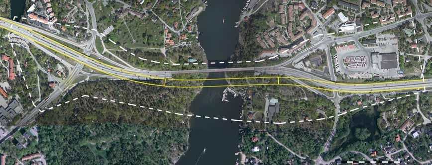 Alternativ Mellan Alternativ Mellan ligger norr om det södra läget cirka 40 meter söder om befintlig bro.