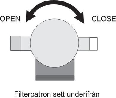 Byte av vattenfilter: Displayen visar; inloppsfilter Vattenfiltret kan bytas under tryck. 1. Demontera filterpatronen genom att vrida den 1/4 varv. Se bild A. 2.