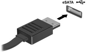 3 Använda en esata-enhet (endast vissa modeller) En esata-port ansluter en extra esata-komponent med hög prestanda, t ex en extern esatahårddisk.