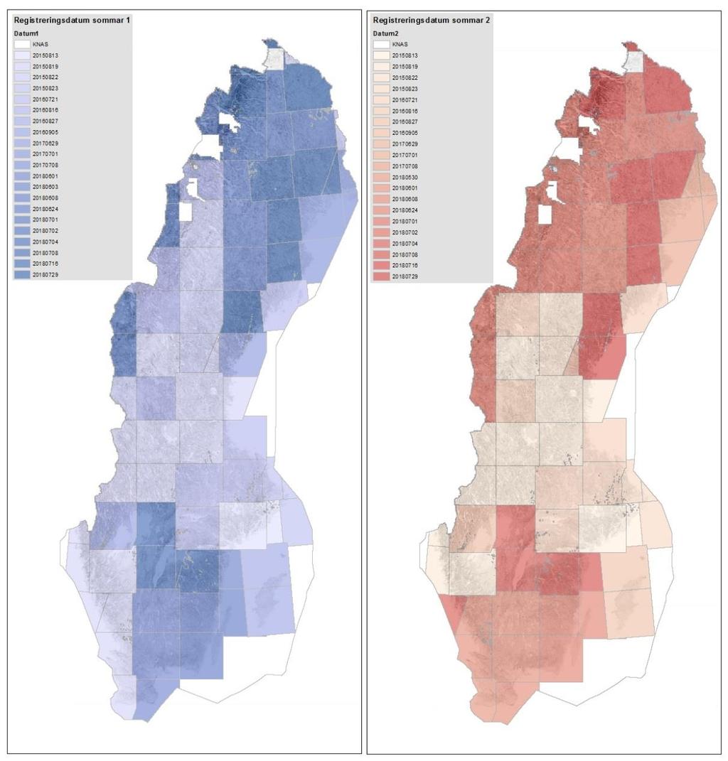 3.2 Aktualitet Aktualitet för de mest centrala indata är 2009-2018 för laserdata och 2015-2018 för satellitdata.