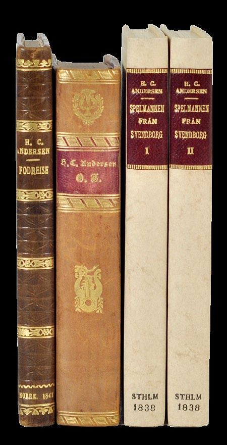 2-4. 1. ANDERSEN, H. C. Bilder-bok utan bilder. Öfversättning. Karlskrona, G. Ameen & comp., 1840. 8:o. 52 s. Lätt nött nära samtida hklbd med guldlinjerad rygg och marmorerade snitt.
