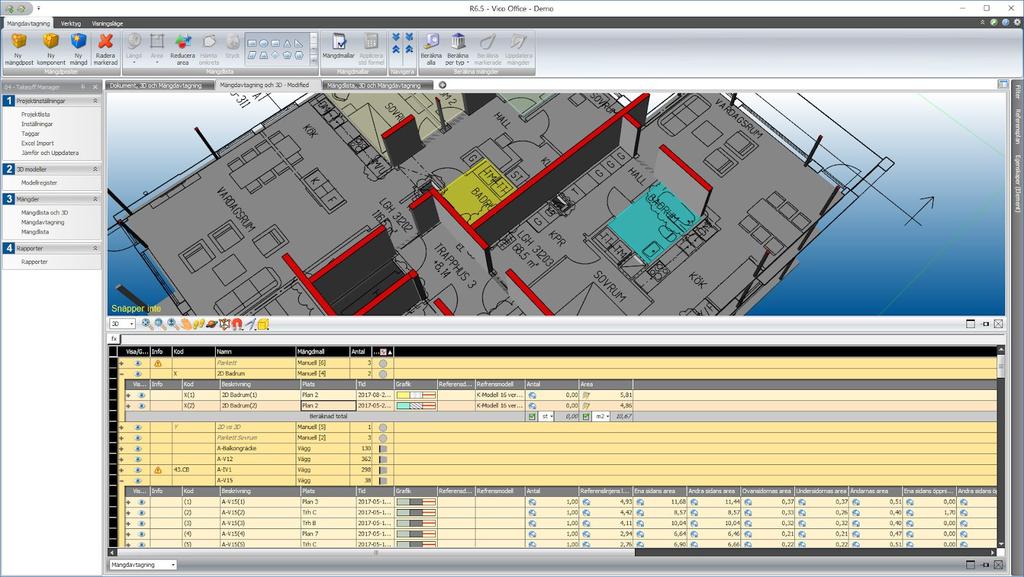 12.2.2 Bild på gränssnittet i Vico Office använd 3D mängder eller utför mängdavtagning på PDF ritning 12.3. Tidsplanera med BIM - 4D Planeraren ansvarar för hur produktionen är tänkt att fortlöpa.