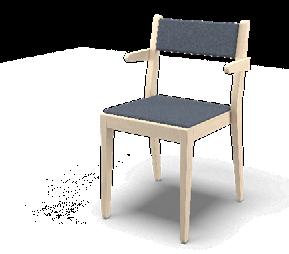 Stolen erbjuds i 45,5 cm ygåtgång 2 sitsar: 0,55 lpm klarlackad alternativt svart- eller kundbetsad 40 cm Läderåtgång: 0,4 m² björk.
