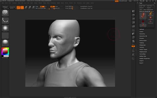 3.4.4 Zbrush Zbrush är ett väldigt kraftfullt 2D/3D program som använder sig av pixol teknik. Detta innebär att vi målar på pixlar som har ett z värde och kan förskjutas i djupled.