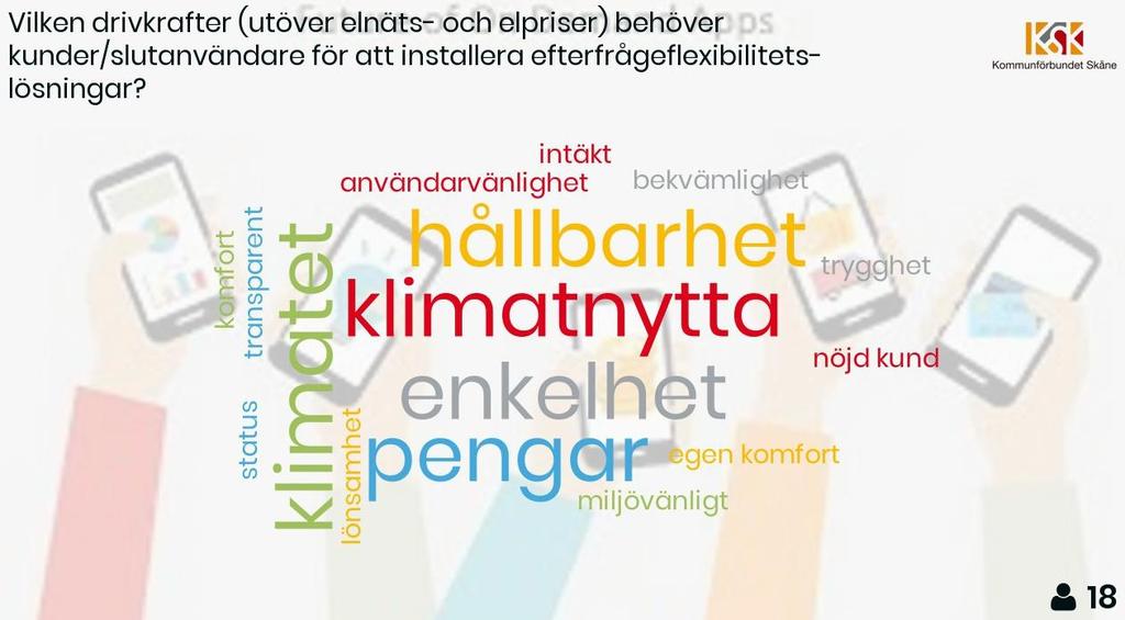 Frågorna avsåg både effekthanteringsfrågor i denna förstudie Stabilisera de