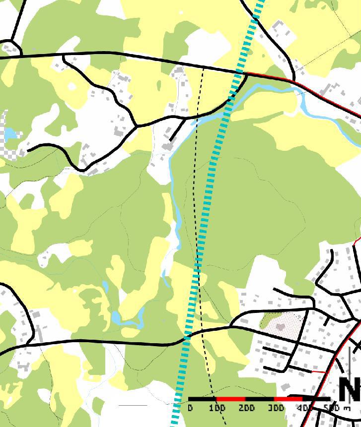 Motionsslinga Torsåsån 3.6. Alternativ : Väster om Torsås Järnvägen dras ca,5 km väster om samhällets centrum.