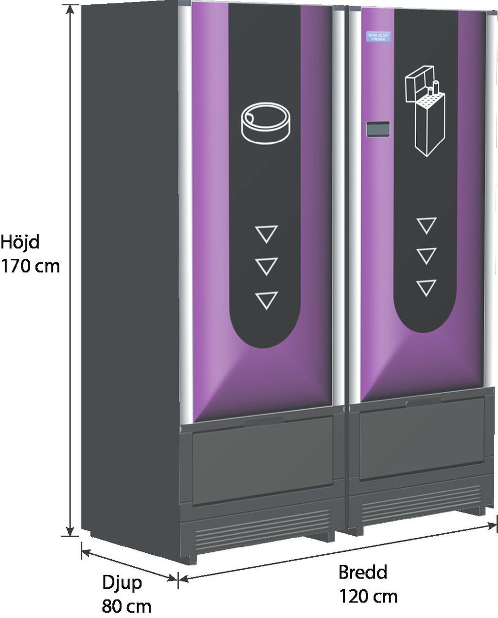 Fördelar med vårt automatsystem! ATTRAKTIV DESIGN Reducerade yttermått, vi vet att varje outnyttjad kvm kostar butiken stora pengar. Rena linjer och tydlig information.