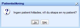 Finns inte numret svara Nej på nedanstående fråga. Numret får inte sparas in i Cosmic. Ett reservnummer måste skapas och det andra numret utredas.
