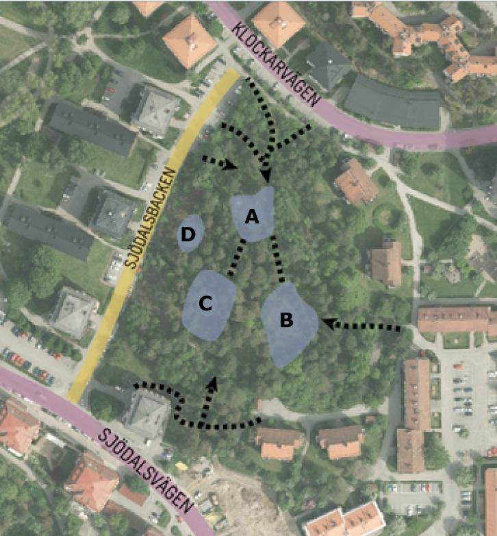 3 Nulägesbeskrivning Sjödalsbacken ligger öster om Huddinge centrum.