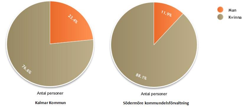Även när det kommer till andelen visstidsanställd personal är bilderna lika, Södermöre kommundel har totalt 11,9% månadsanställda med visstidsanställning varav 5,2 % av dessa är vikariat och 5,7 % är
