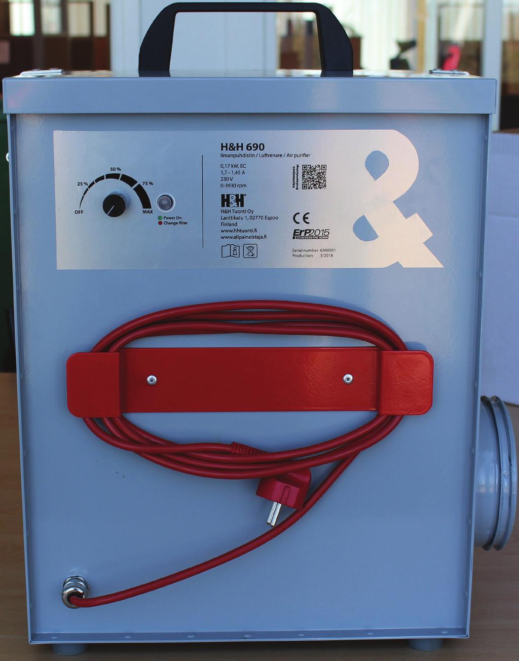 HEPA 13 lågmotståndfilter (passar endast till H&H 800), G4 grovfilter eller G4C aktivkolfilter eller F7 finfilter eller H13 lilla HEPA (passar till 690 och i