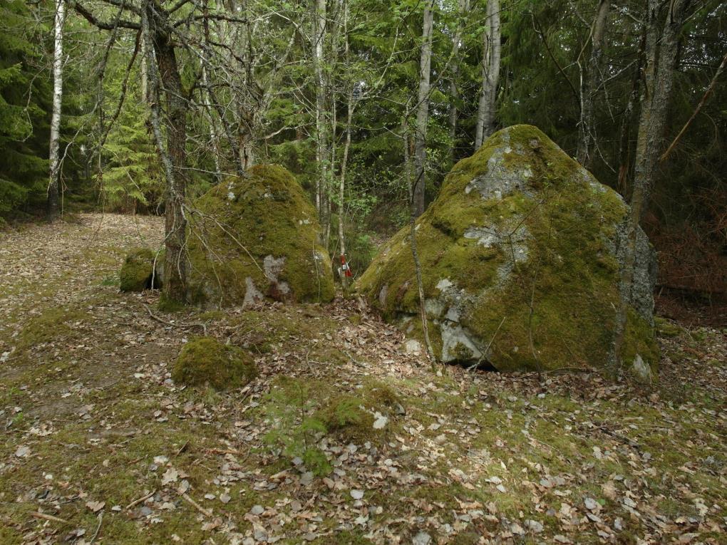 vattenspegel. Delområde 2 Höjdläge med berg i dagen och block.