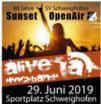 00: SG Kapsweyer/Schweighofen TSV Burgebrach 21.00: Sunset Open Air mit Alive, Eintritt frei Sonntag, 30.06.2019 11.00: Ökumenischer Gottesdienst 12.00: Mittagessen ab ca. 13.