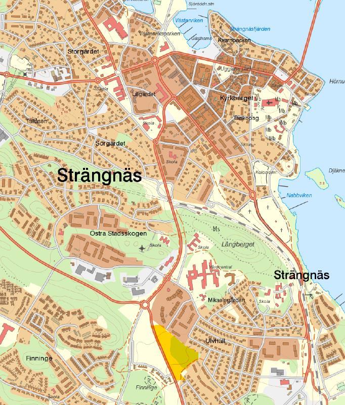 2 2. Förutsättningar Studerat område, läge, bebyggelse och vägar Planområdets läge i förhållande till Strängnäs stad visas i Figur 2.