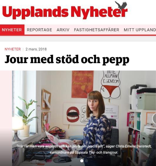 Lokaltidningen UNT uppmärksammade vårt fackeltåg i samband med internationella kvinnodagen Fackeltåg med kroppskärlek.