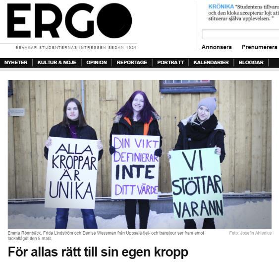 Studenttidningen Ergo publicerade en intervju med tre av våra jourare med inför fackeltåget För allas rätt till sin egen kropp.