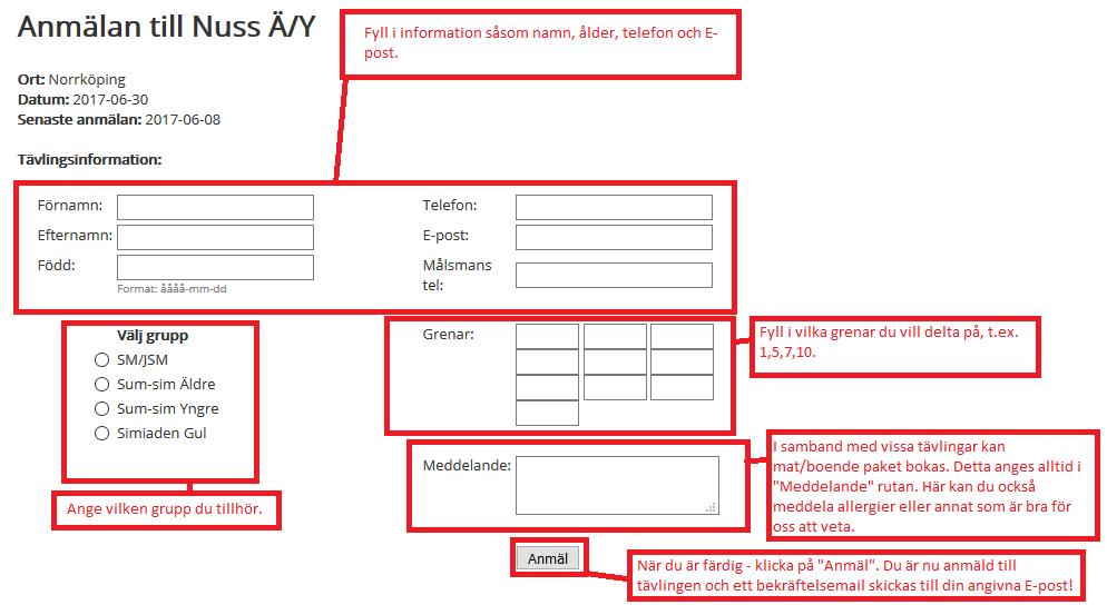 4.2.2 Anmälan Var noga med att bara anmäla till de pass som ni har föravsikt att deltaga på.