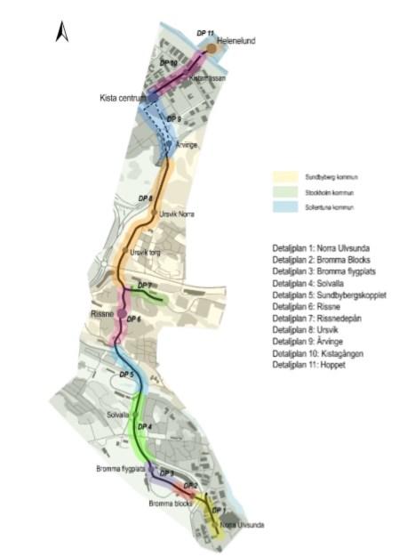 Dnr E2019-01129 Sida 3 (8) Detaljplan 1: Norra Ulvsunda Detaljplan 2: Bromma Blocks Detaljplan 3: Bromma flygplats Detaljplan 4: Solvalla Detaljplan 5: Sundbybergskopplet Detaljplan 6: Rissne