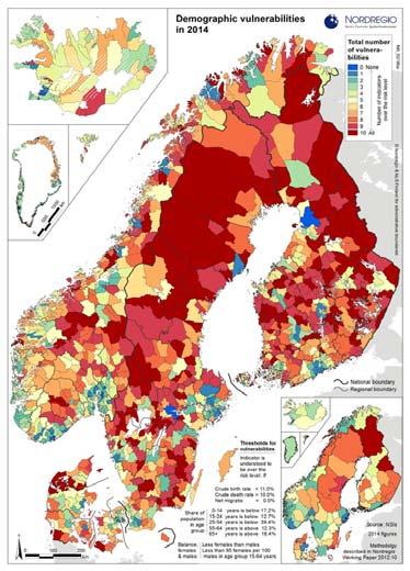 Kommunernas demografiska sårbarhet 2014 Befolkningsförändring 2014-2040 I åldersgruppen 16-74 år kommer 63 procent av ökningen från