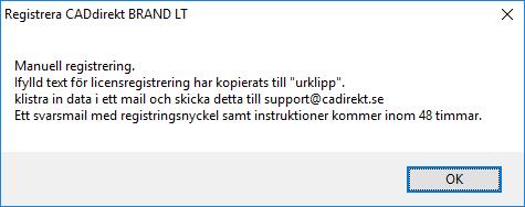 Klicka på knappen Kopiera till klippbord. Nu kopieras all text i de ifyllda fälten. 9 Skicka ett mail till support@caddirekt.