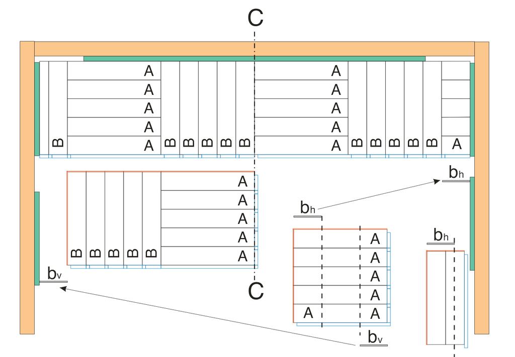 Andra raden Metod 1. 1. Välj en BA-bräda och komplettera den vänstra sidan enligt figur nedan (bv) från en hel A-ruta, (rest från rad 1). 2.