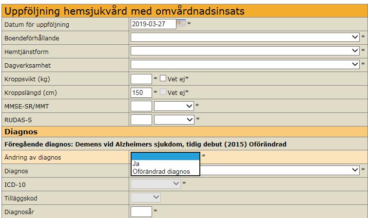 bild 8, och fortsätter sedan registreringen. Bild 8: Ändring av diagnos.