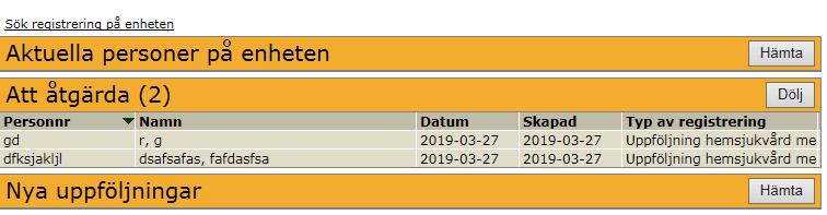 Bild 10: Om ett värde saknas i formuläret kommer en Alert-ruta upp. Om en registrering är endast delvis ifylld kan uppgifterna sparas genom att man klickar på Spara.