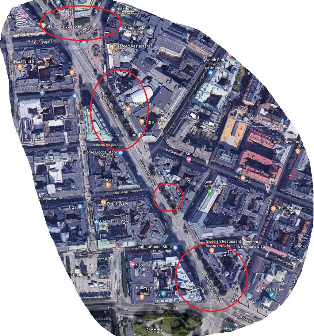 trädkronan osv) Tre-dimensionell modellering av ett ca 450 meter långt avsnitt av Birger Jarlsgatan i Stockholm.