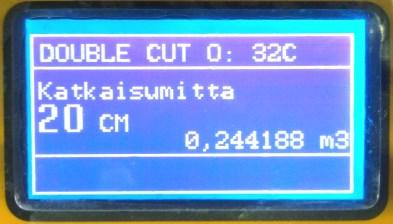 12.6.5. Double cut -körning Kuva 23. Double cut Fungerar som automatisk körning men kapar två stockar, innan överföraren för dem till klyvrännan för klyvning.