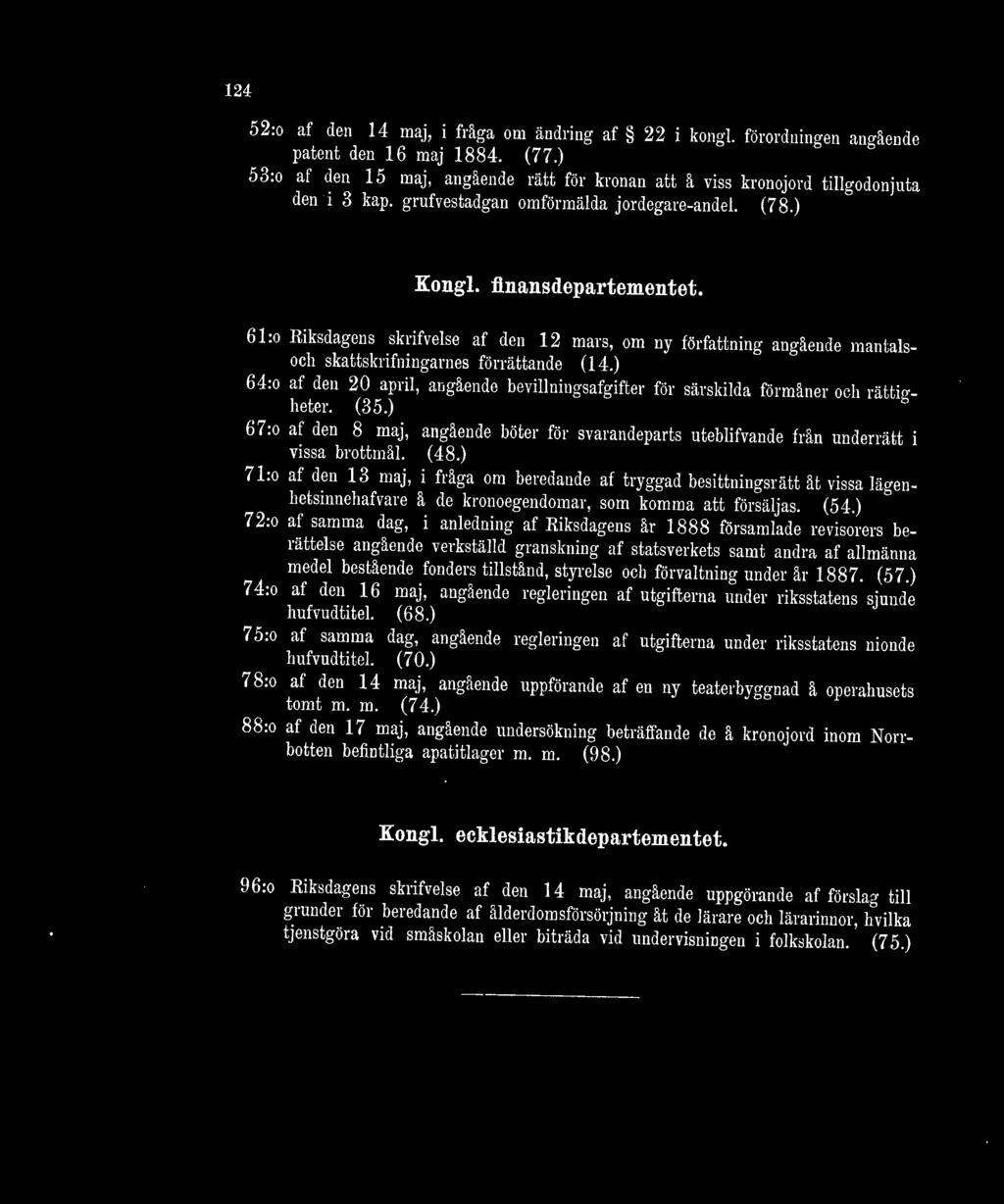 0 Riksdagens skrifvelse af den 12 mars, om ny författning angående mantalsoch skattskrifningarnes förrättande (14.