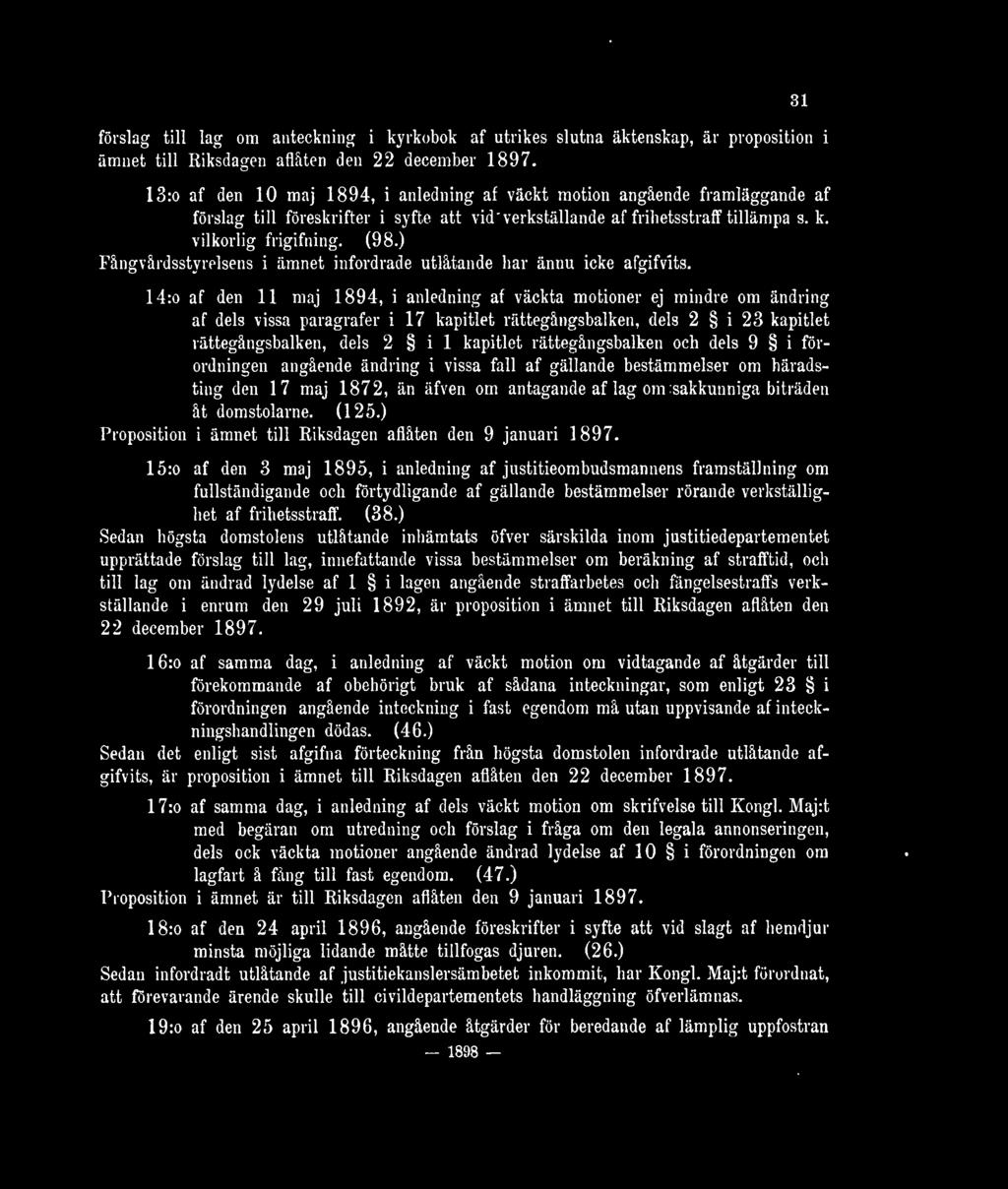 förslag till lag om anteckning i kyrkobok af utrikes slutna äktenskap, är proposition i ämuet till Kiksdagen afbiten den 22 december 1897.