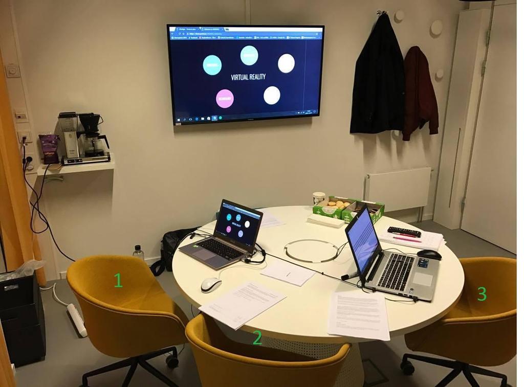 4.6.1. Testmiljö Studien genomfördes i ett grupprum på Örebro Universitet där vi kunde sitta avskilt utan att bli störda.