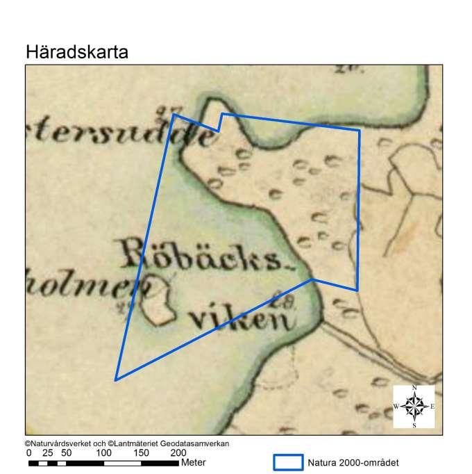 Natura 2000-område Natura 2000-kod Diarienummer Sida 14 av 14 Häradskartan, från slutet av 1800-talet, visar att området haft ett glesare trädskikt som bestått av lövträd.