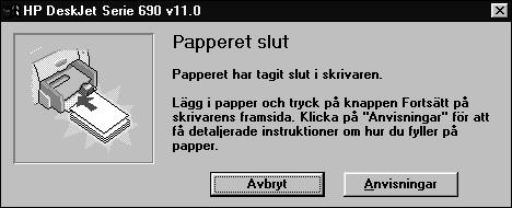 11 Om du har problem Trots att du har försökt göra allt som du ska, kan det ibland uppstå fel under utskriften. Det kan hända att papperet fastnar i skrivaren eller att det inte händer något alls.