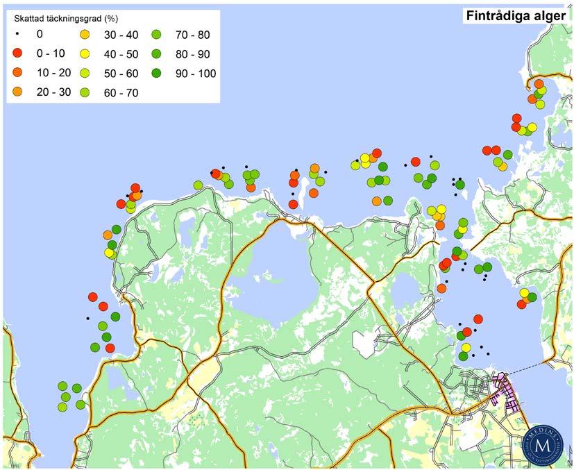 Figur 10). Utbredningskartor för samtliga former av observerad vegetation redovisas i Bilaga 1.