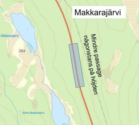 Förslag på mindre planskild passage någonstans längs höjden, för friströvande ren samt drivning av mindre flockar.