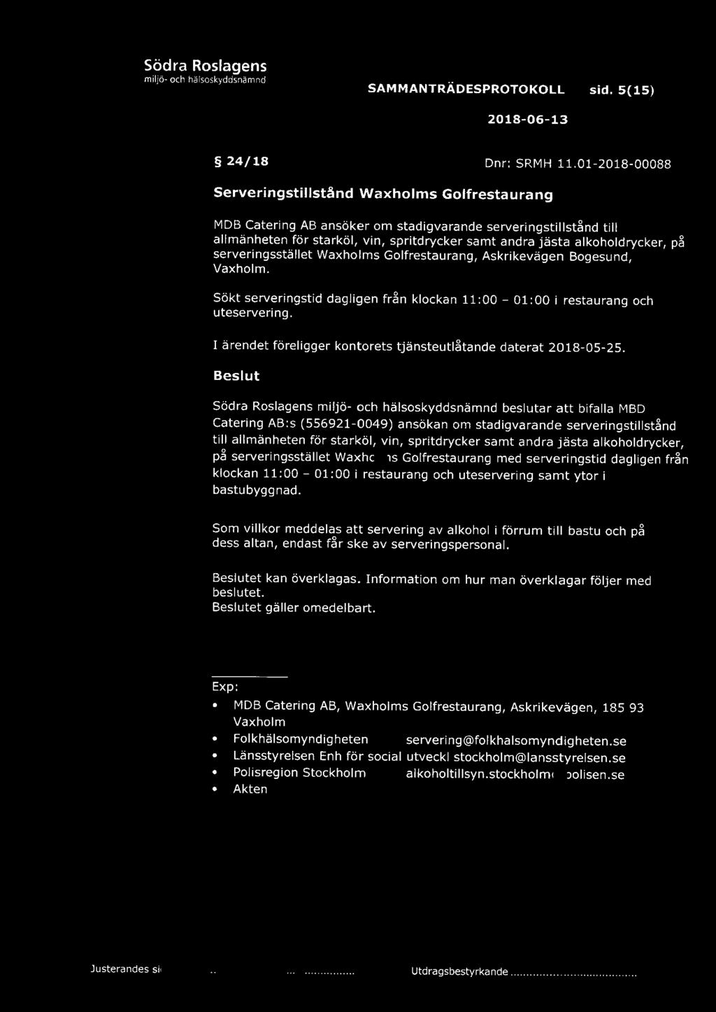SAMMANTRÄDESPROTOKOLL sid. 5(15) 24/18 Dnr: SRMH 11.