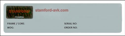 FIGUR 3. MÄRKPLÅT TILL GLOBAL STAMFORD VÄXELSTRÖMSGENERATOR 4.